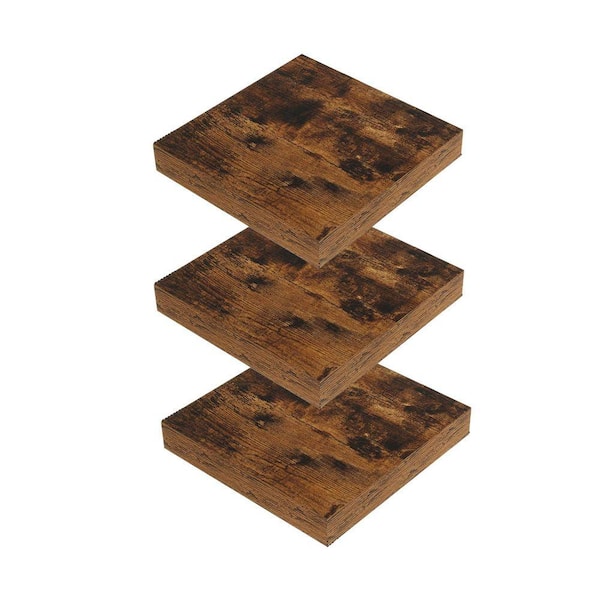 7.75 in. W x 7.75 in. D Square Floating Shelves Rustic Brown Wood