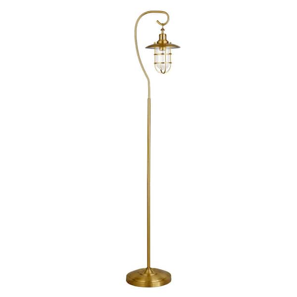 HomeRoots 63 in. Gold Arched Floor Lamp with Clear Transparent Glass Globe Shade