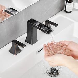 8 in. Widespread Double Handle Bathroom Faucet, 3 Hole Bathroom Faucet with Drain in Oil Rubbed Bronze