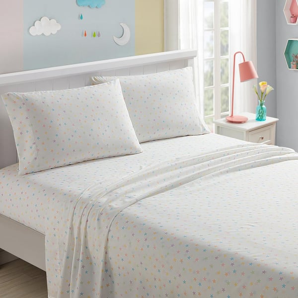 kute kids Queen Microfiber Scattered Stars Sheet Set