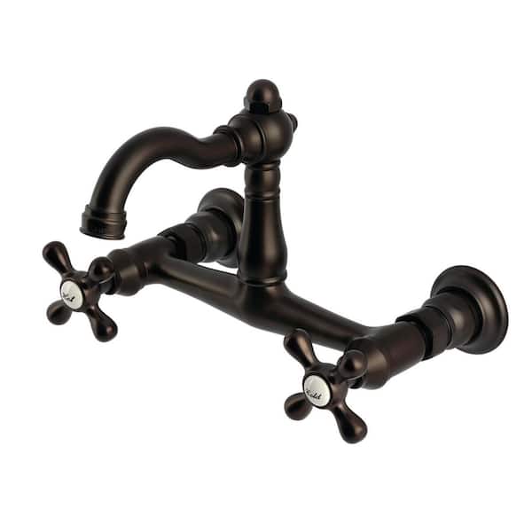 Vintage 2-Handle Wall-Mount Standard Kitchen Faucet in Oil Rubbed Bronze