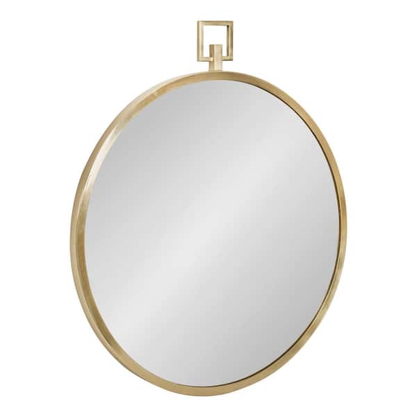 Kate and Laurel Tabb 27.75 in. x 24 in. Modern Round Gold Framed Decorative Wall Mirror