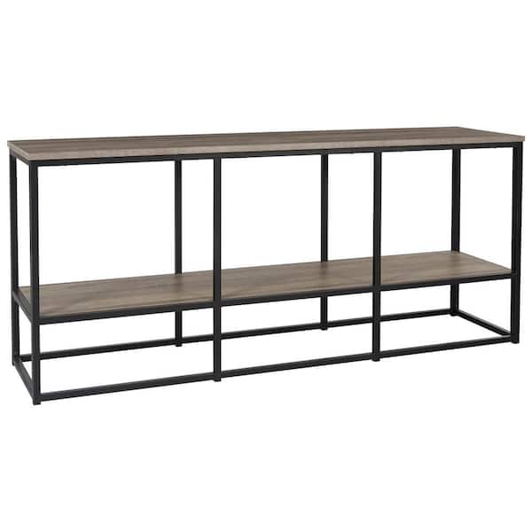 Benjara 65 in. Brown Wood TV Stand Fits TVs up to 6 in. with Open Shelf