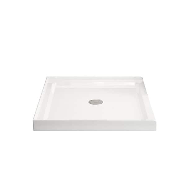 36 in. L x 36 in. W Alcove Shower Pan Base in White with Center Drain
