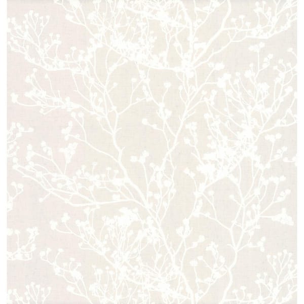 York Wallcoverings Ronald Redding Beige Budding Branch Silhouette Paper Unpasted Matte Wallpaper 27 in. x 27 ft.