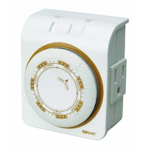 15-Amp 7-Day Indoor Plug-In Heavy-Duty Dual-Outlet Mechanical Timer, White