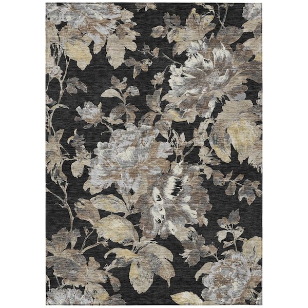 Chantille Machine Washable Indoor/Outdoor Abstract ACN3063 Black 9 ft. x 12 ft. Area Rug