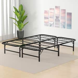 Folding Bed Frame, Black Full Metal No Tools Required, Platform Mattress Base, 14 in. H, Ideal for Guest Rooms