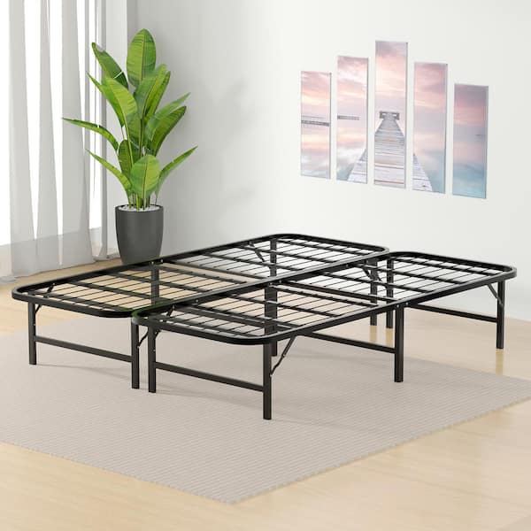 Folding Bed Frame, Black Full Metal No Tools Required, Platform Mattress Base, 14 in. H, Ideal for Guest Rooms