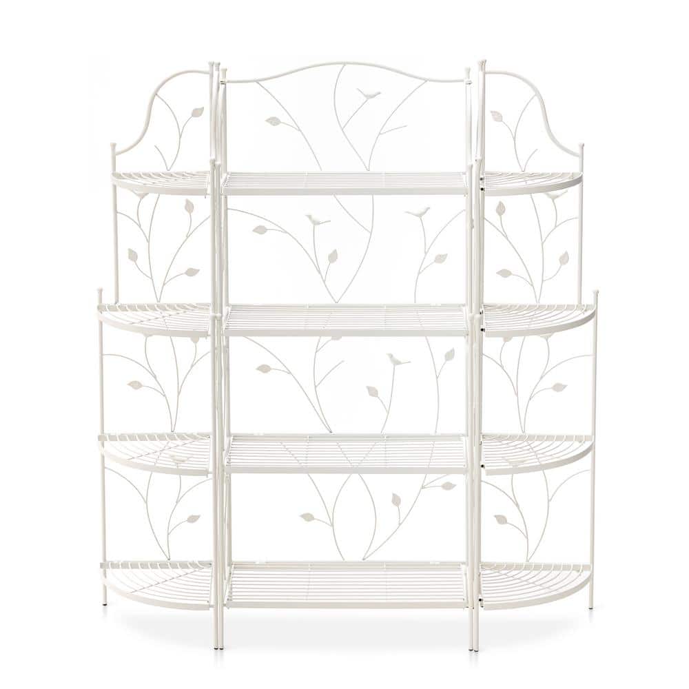 Elegant White Metal 4-Tier Rectangular Plant Stand