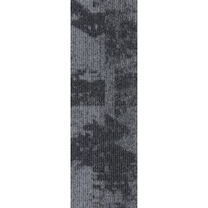Elite Single Dukedom Black Com/Res 12 in. x 36 in. Adhesive Carpet Tile Plank W/Cushion 1 tiles/Case 1 sq. ft.