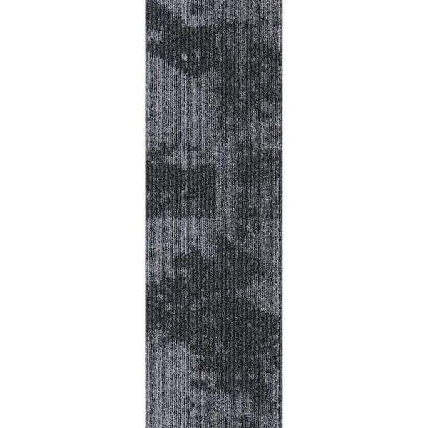 Mohawk Elite Single Dukedom Black Com/Res 12 in. x 36 in. Adhesive Carpet Tile Plank W/Cushion 1 tiles/Case 1 sq. ft.