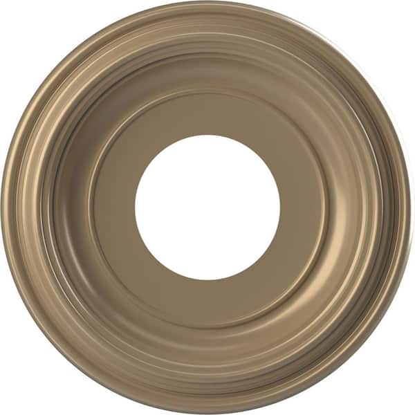 Ekena Millwork 10" O.D. x 3-1/2" I.D. x 1-1/8" P Traditional Thermoformed PVC Ceiling Medallion in Universal Metallic Champagne Mist