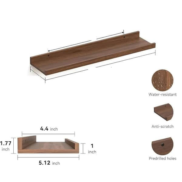 23.6 in. W x 5.3 in. D Walnut Floating Shelves Decorative Wall