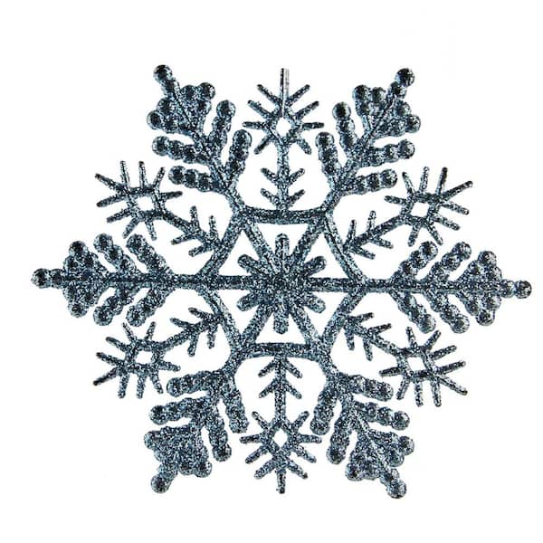 2-Piece 4-Inch Blue Acrylic Icy Snowflakes Christmas Ornaments 
