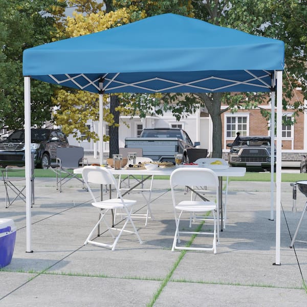 Carnegy Avenue 8 ft. x 8 ft. Blue Pop Up Canopy, Folding Table and