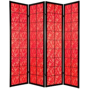 6 ft. Red 4-Panel Feng Shui Room Divider