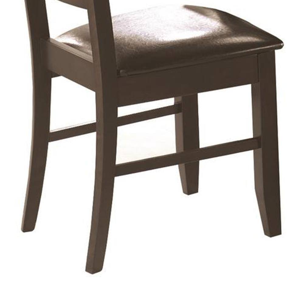Cappuccino Brown Maple & Leather Upholstered Dining Side Chair