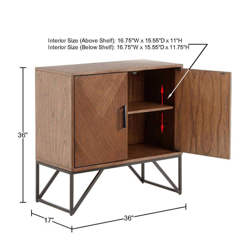 Krista 36" Brown Wood and Metal Accent Cabinet