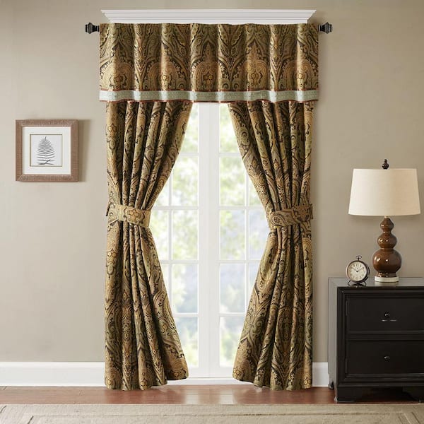 HAMPTON HILL Canovia Springs 2-Piece Brown 54 in. x 84 in. Polyester Curtain Panel
