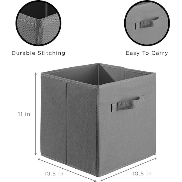 6.3 in. H x 10.5 in. W x 14.6 in. D Flexible Plastic Cube Storage Bin, Gray  51761 - The Home Depot