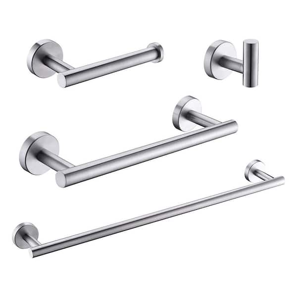 4-Pieces Brushed Nickle Bathroom Accessories Set-Hand Towel Bar,Toilet Paper Holder,Robe Towel Hook