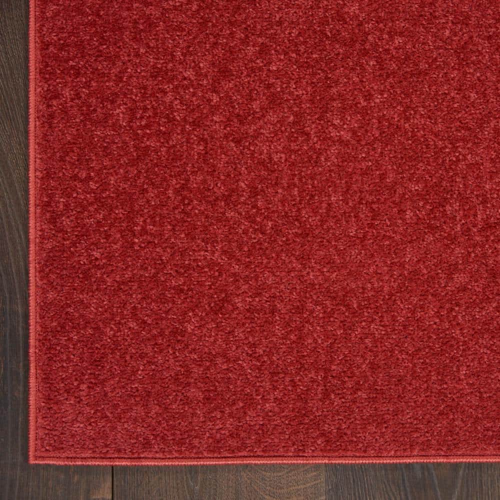 Brick Red Solid Synthetic 5' x 7' Easy Care Indoor/Outdoor Rug