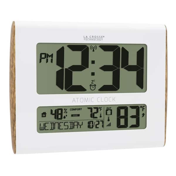 Digital Atomic Faux Wood Sided, La Crosse Technology Large Atomic Digital Clock With Outdoor Temperature