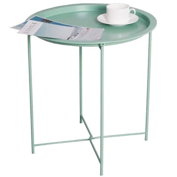 FORCLOVER Green Metal Outdoor Side Table Accent Table End Table