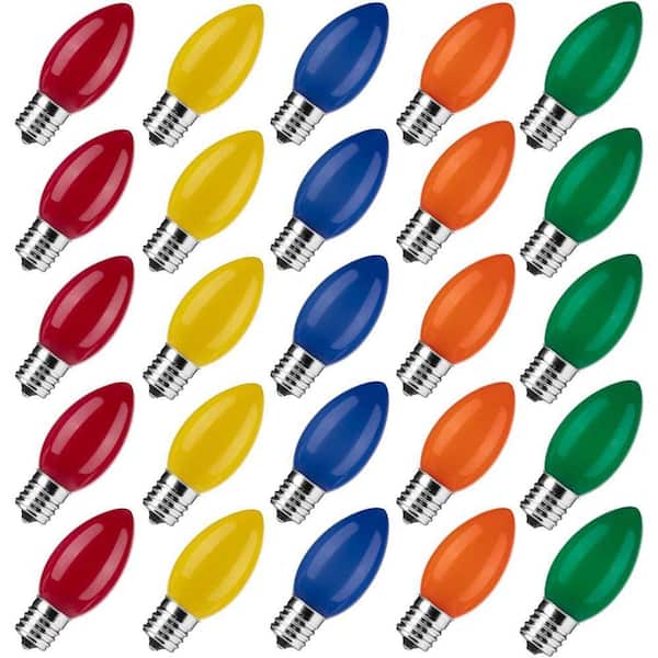 Other shape C9 Red and Green Blue Neutral Temperature Smooth Waterproof Holiday Replacement Light Bulbs (25-Pack)