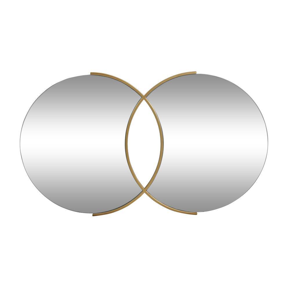 Stunning Gold 39.5 in. W x 23 in. H Modern Glam Overlapping Round Wall Mirr