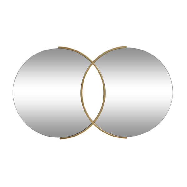 Unbranded Stunning Gold 39.5 in. W x 23 in. H Modern Glam Overlapping Round Wall Mirror Constructed of Iron for Home Decor