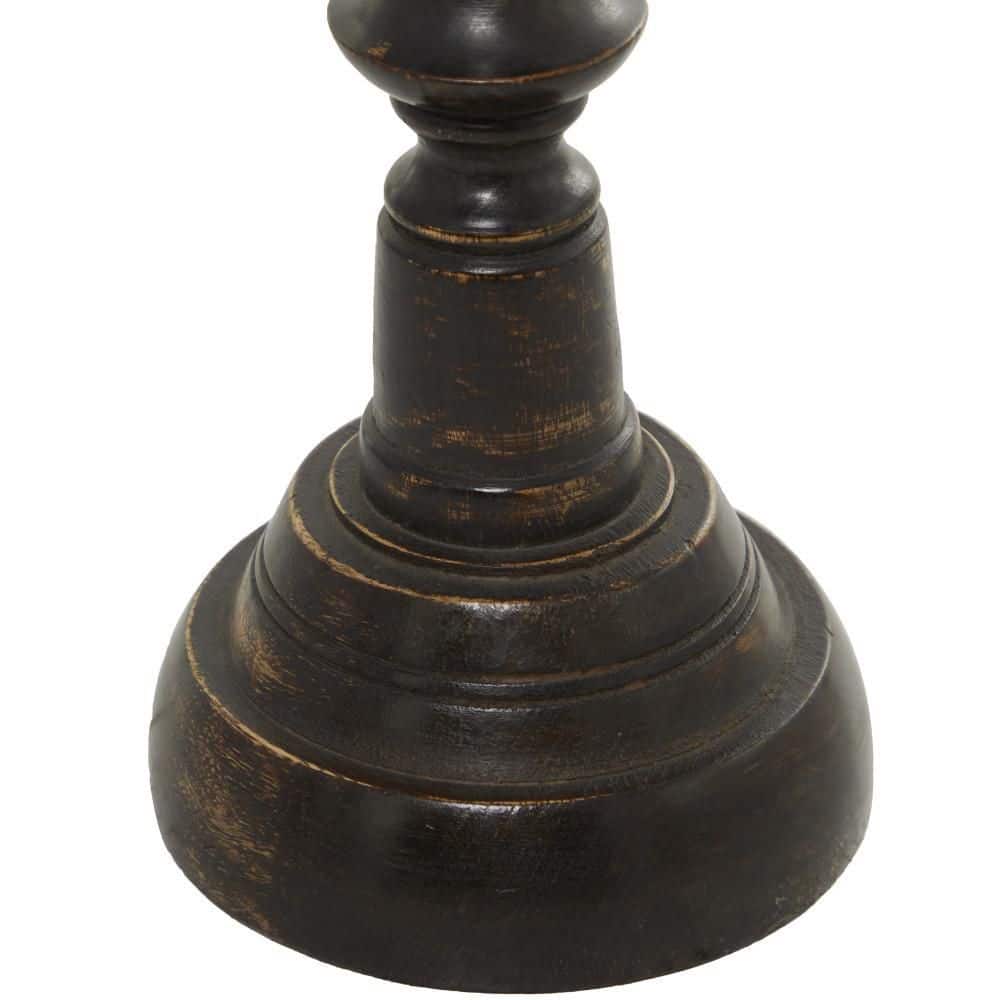 Elegant Espresso Wood Candle Holder Trio, 18" 15" 12"H