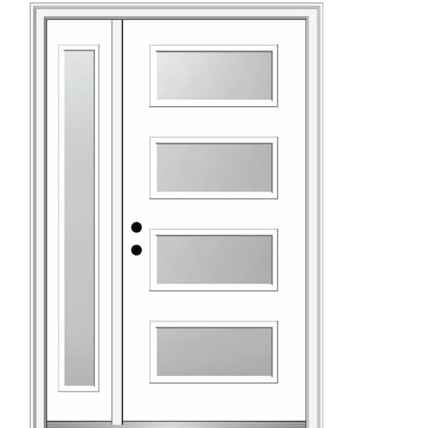 MMI Door Celeste 48 in. x 80 in. Right-Hand Inswing 4-Lite Frosted Glass Primed Fiberglass Prehung Front Door on 4-9/16 in. Frame