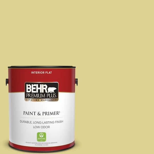 BEHR PREMIUM PLUS 1 gal. #T17-16 Thats My Lime Flat Low Odor Interior Paint & Primer