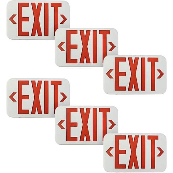CIATA LIGHTING Ciata Led Emergency Exit Sign with Battery Backup Neon Exit Light, Single and Double-Sided, Red, 6 Pack