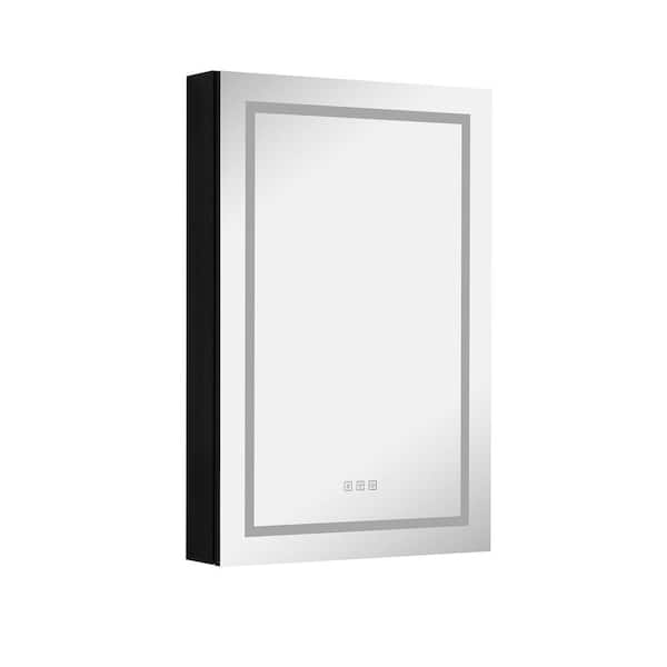 Unbranded Dhiren 24 in. W x 36 in. H Large Rectangular Black Aluminum Recessed or Surface Mount Medicine Cabinet with Mirror