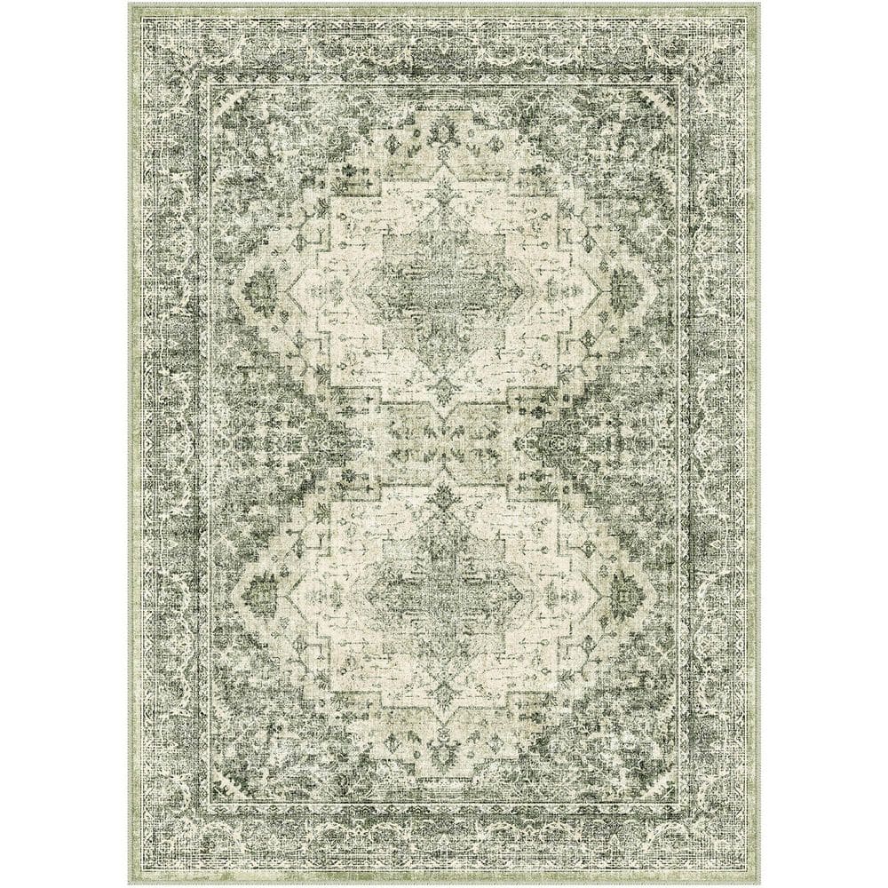 Apollo Green 6 ft. x 9 ft. Vintage Washable Medallion Distressed Area Rug price history on PriceWatchPro