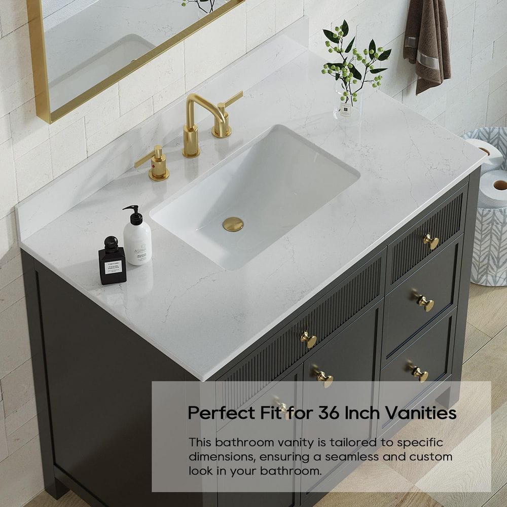 Bianco Bella 37" White Quartz Undermount Single Sink Vanity Top