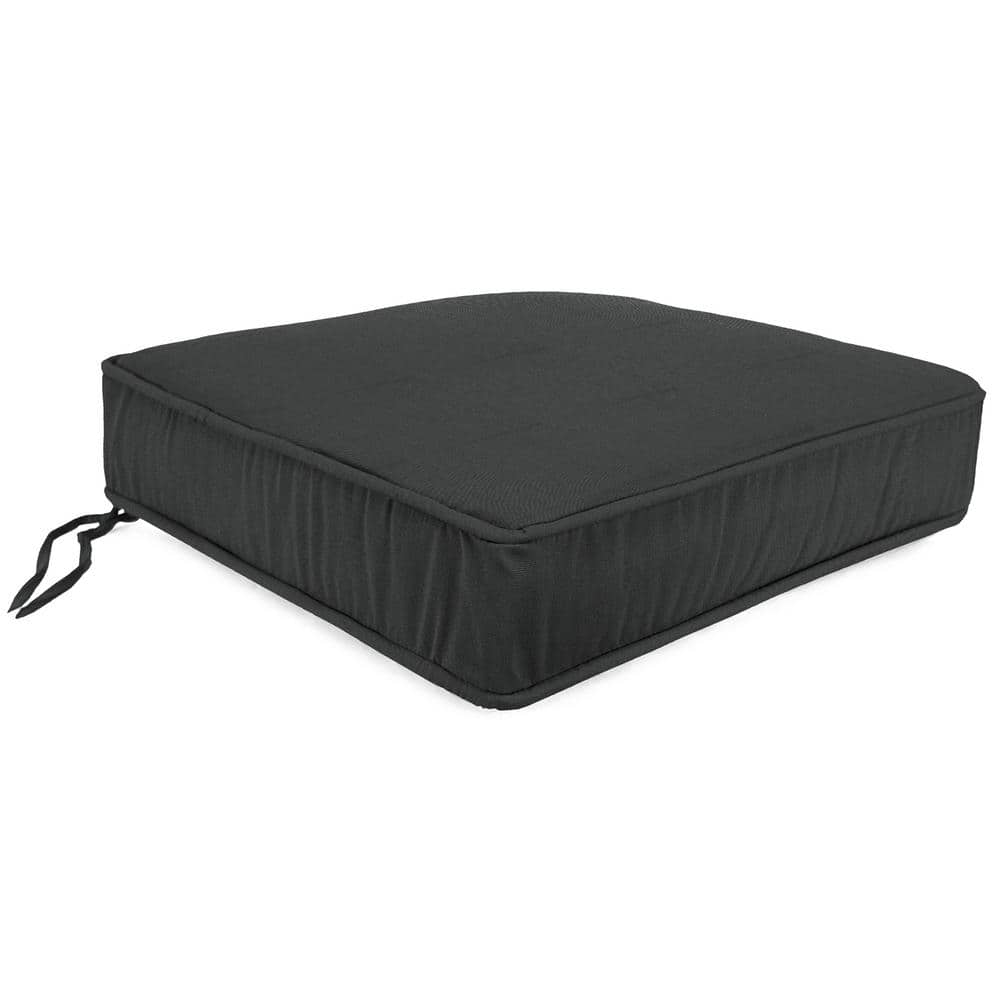 Canvas Charcoal Deep Seat Outdoor Cushion with Ties and Welt