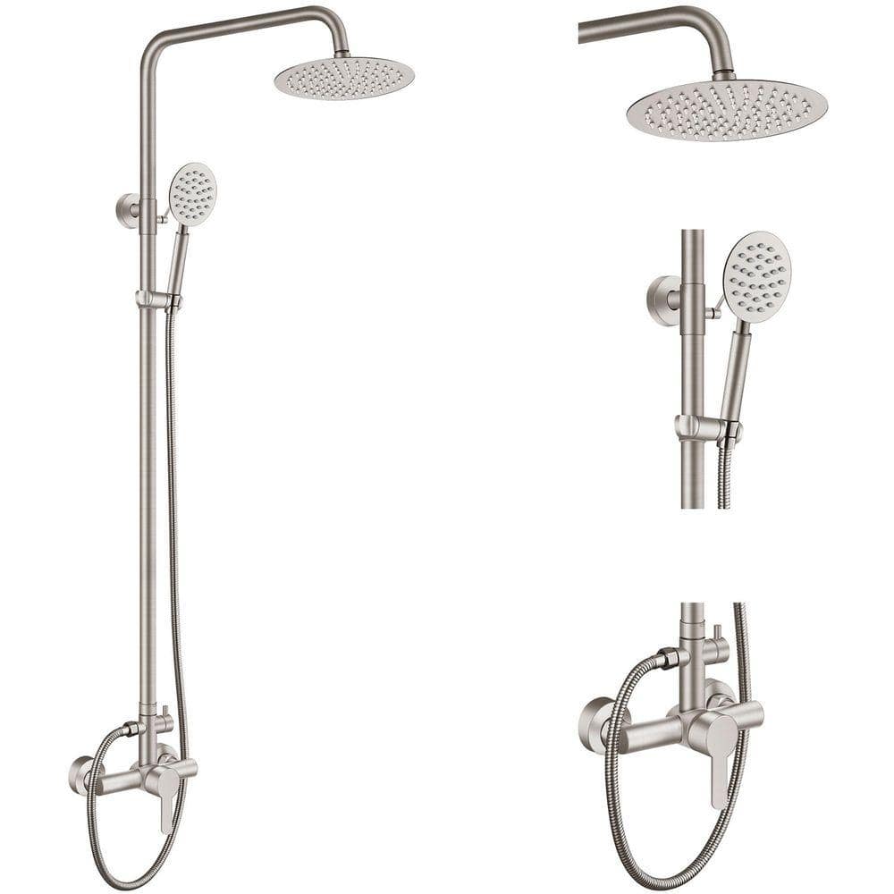 2-Spray Settings Wall Mount Shower Faucet 8in. Single Handle Shower Brush Nickel price history on PriceWatchPro