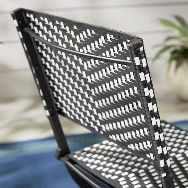 Stylewell Mix And Match Folding Wicker Outdoor Patio Dining Chair In Black White Fds40081 - Black And White Woven Patio Chairs