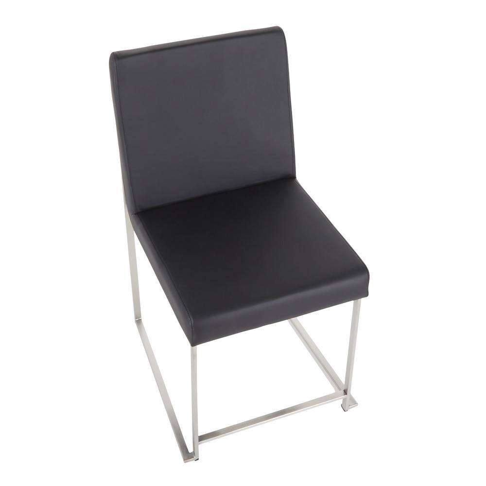 Fuji Contemporary High Back Faux Leather Dining Chair in Black