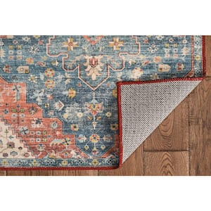 Washable Pablo Teal/Rust 2 ft. x 3 ft. Abstract Rectangle Area Rug