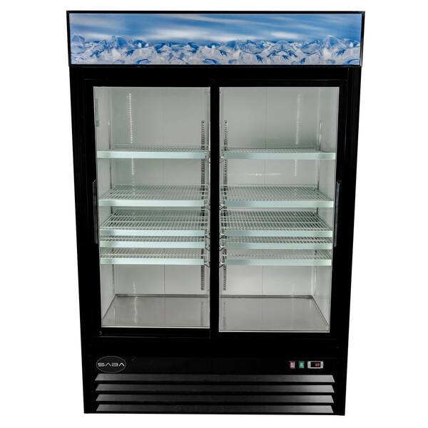 Saba 53 In W 45 Cu Ft Two Sliding, Sliding Glass Door Reach In Refrigerator