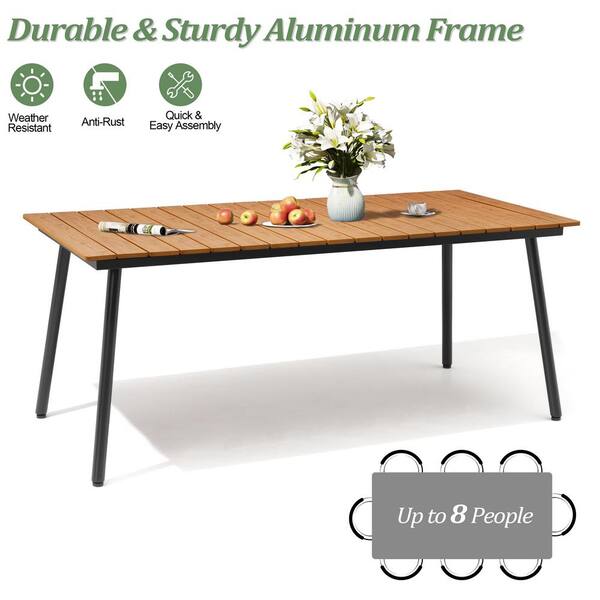 Pellebant 70.86 in. Brown Rectangular Aluminum Outdoor Patio Pellebant 70.86 in. Brown Rectangular Aluminum Outdoor Patio