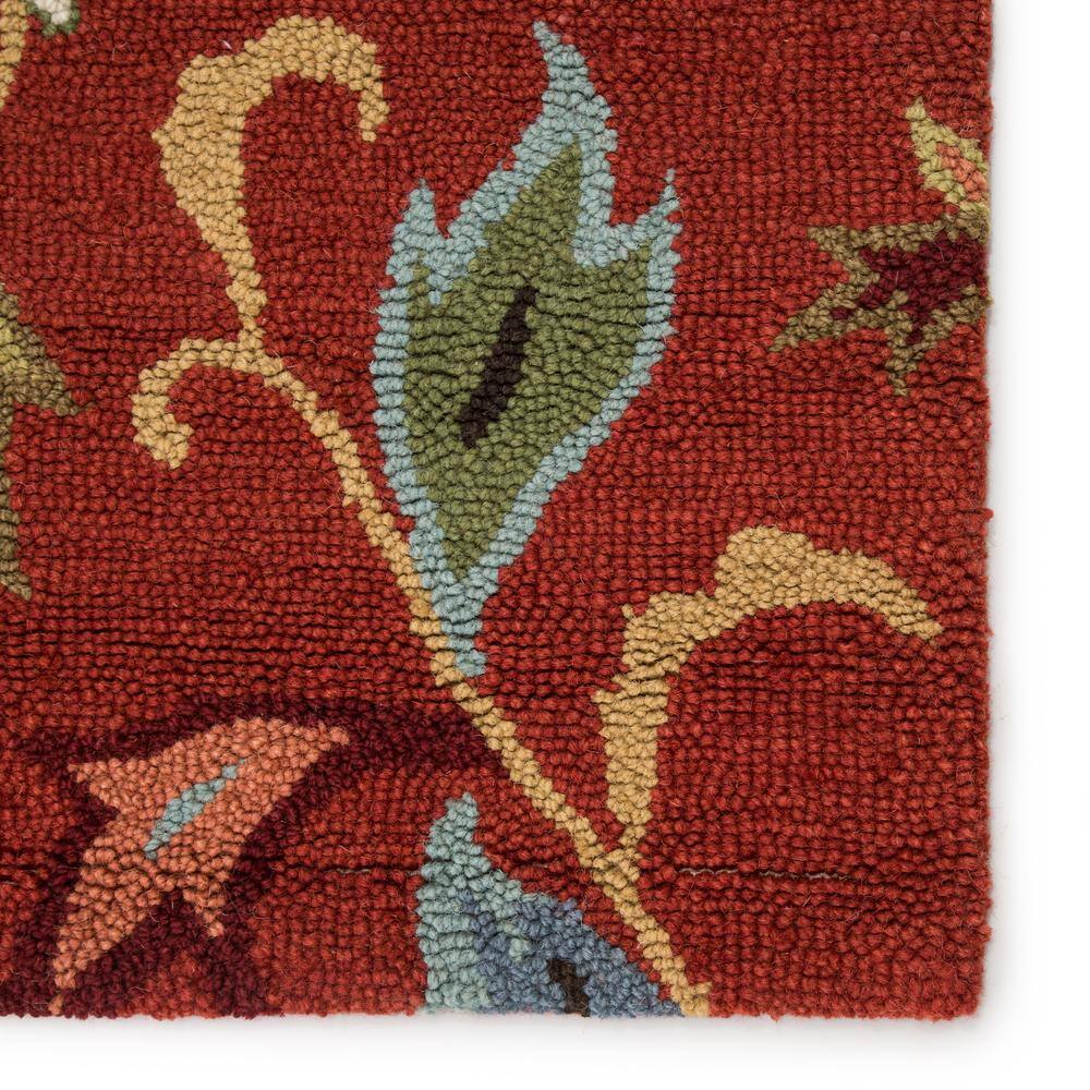 Bossa Nova Red Floral Tufted Wool Rectangular Area Rug 5'x8'
