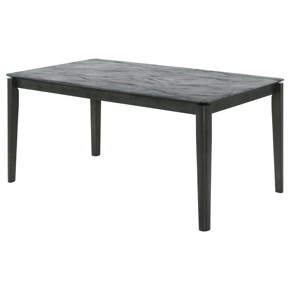 Gray Faux Marble Top Rectangular Dining Table with Wood Legs
