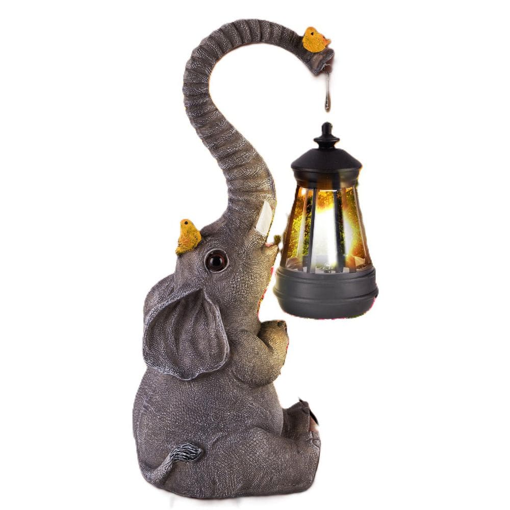 4 in. x 4 in. x 11 in. Lucky Elephant Solar Outdoor Garden Statues Garden Sculpture Decor price history on PriceWatchPro