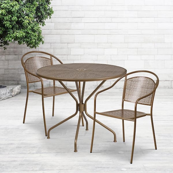 round metal table and chairs